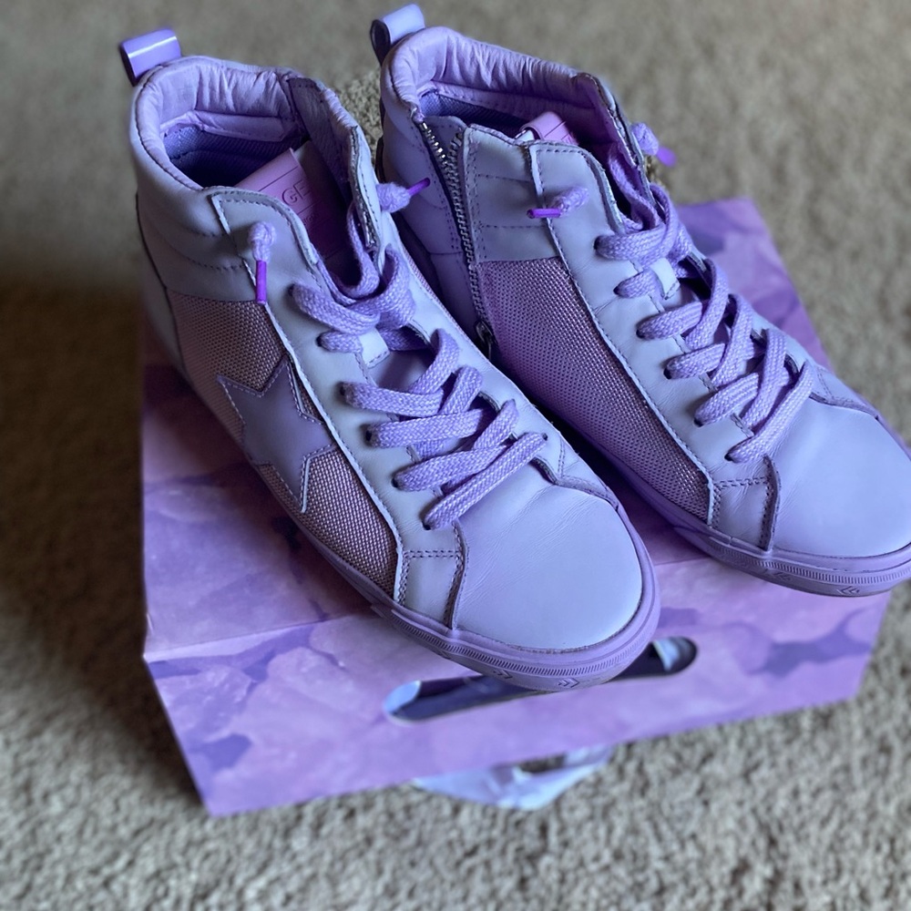 Purple leather High-Top Sneakers
